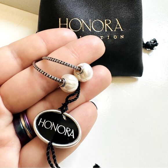 NWOT Honora Sterling Silver Pearl Hoops - Picture 4 of 4